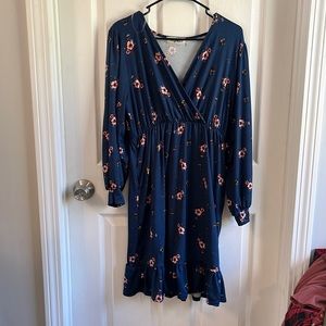 Blue floral long sleeve dress